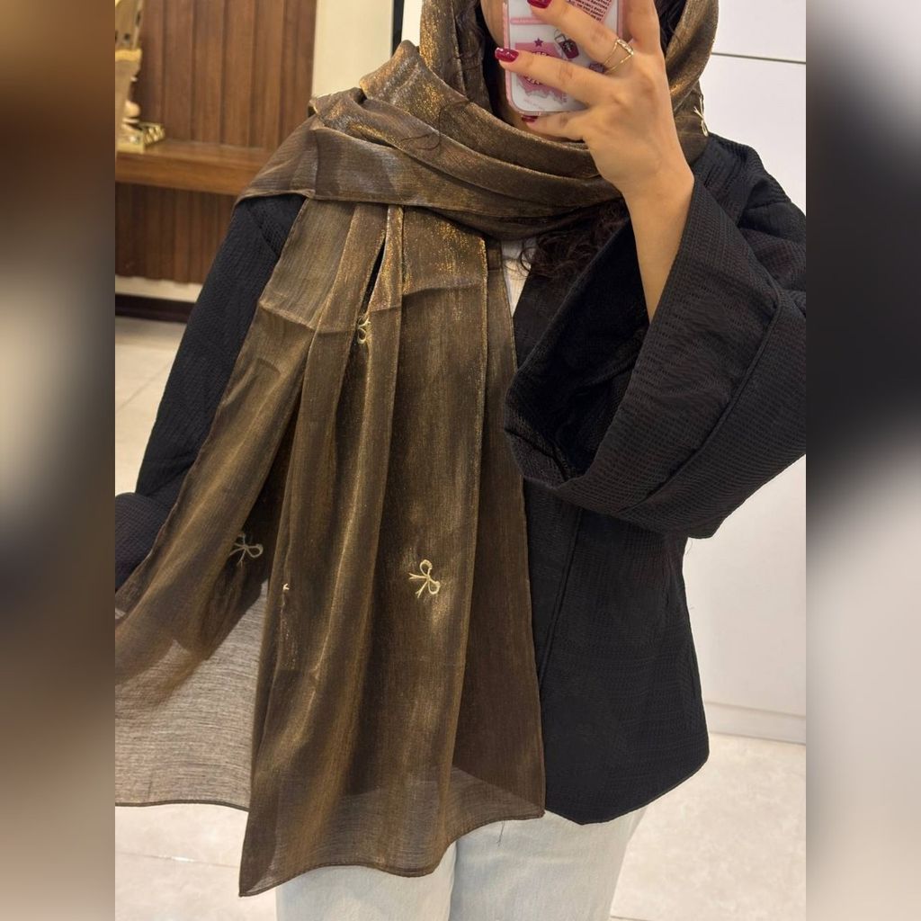 فروش اینترنتی شال پاپیونی حریر نخ شاین وارداتی