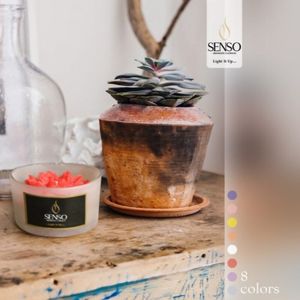 خرید اینترنتی شمع معطر لیوانی جار شیشه‌ای برند senso آبی آسمانی