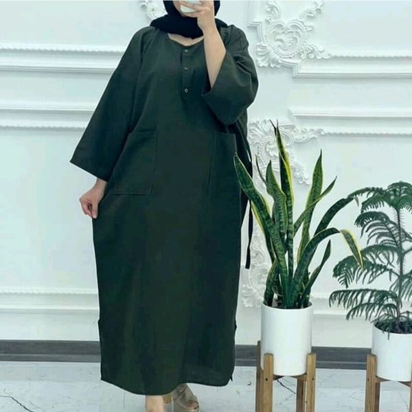 مانتو زنانه لنین کفتان کتان نخ دخترانه فری سایز