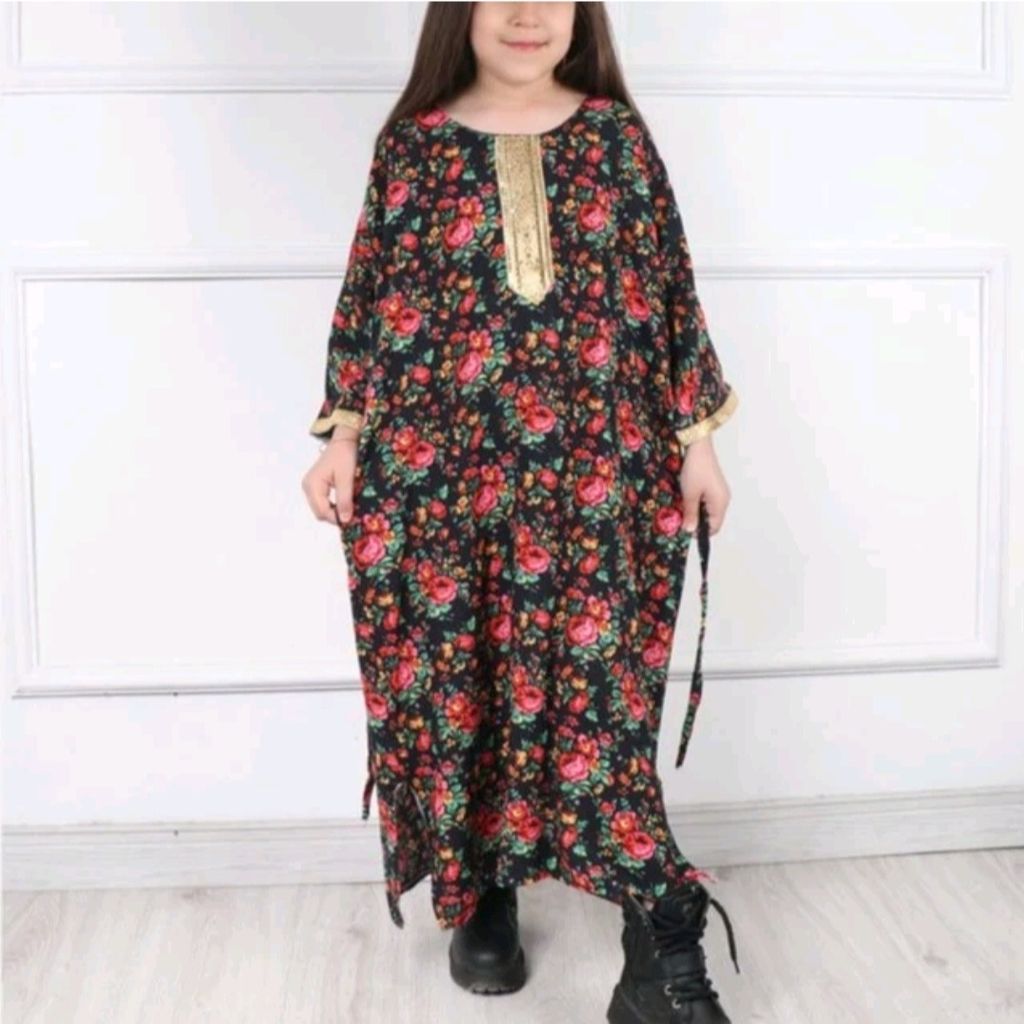 خرید اینترنتی پیراهن ساحلی دخترانه طلاکوب گل ریز برای 8 سال تا 12 سال قد پیراهن 100 سانت