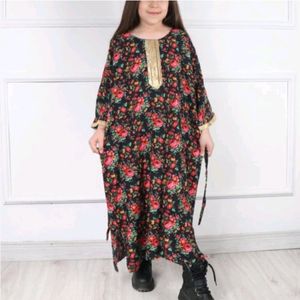 خرید اینترنتی پیراهن ساحلی دخترانه طلاکوب گل ریز برای 8 سال تا 12 سال قد پیراهن 100 سانت