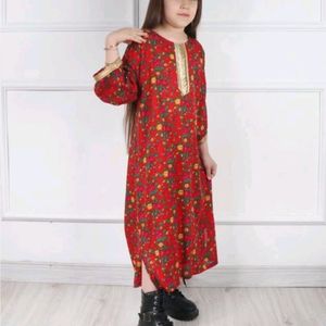 خرید اینترنتی پیراهن ساحلی دخترانه طلاکوب گل ریز برای 8 سال تا 12 سال قد پیراهن 100 سانت