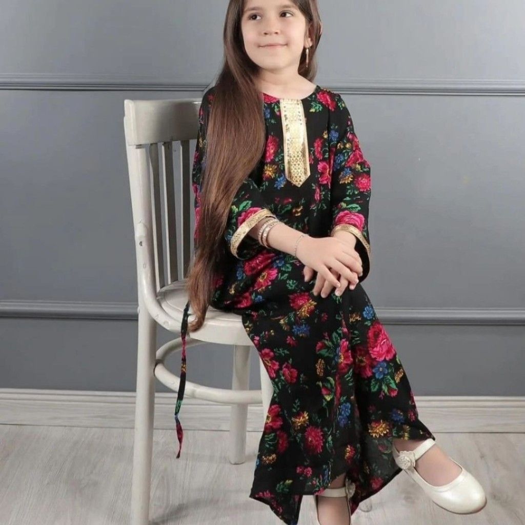 خرید آنلاین پیراهن ساحلی دخترانه طلاکوب برای 8 سال تا 12 سال قد پیراهن 110 سانت