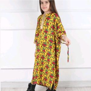 خرید آنلاین پیراهن ساحلی دخترانه طلاکوب گل ریز برای 8 سال تا 12 سال قد پیراهن 100 سانت