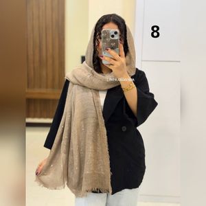 خرید انلاین شال  کنفی دستک پولکی