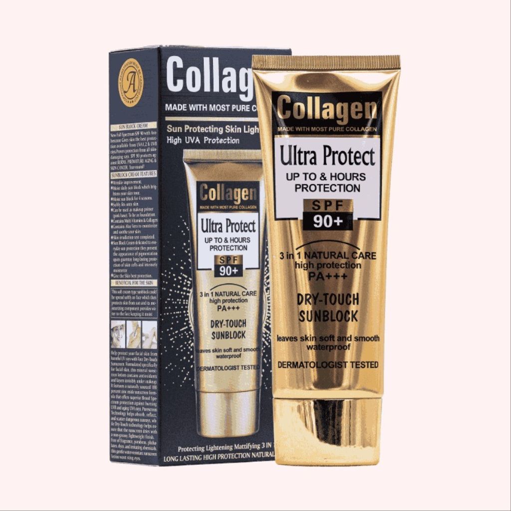 فروش اینترنتی کرم ضد آفتاب سه کاره کلاژن spf 90 وزن 100 گرم Collagen