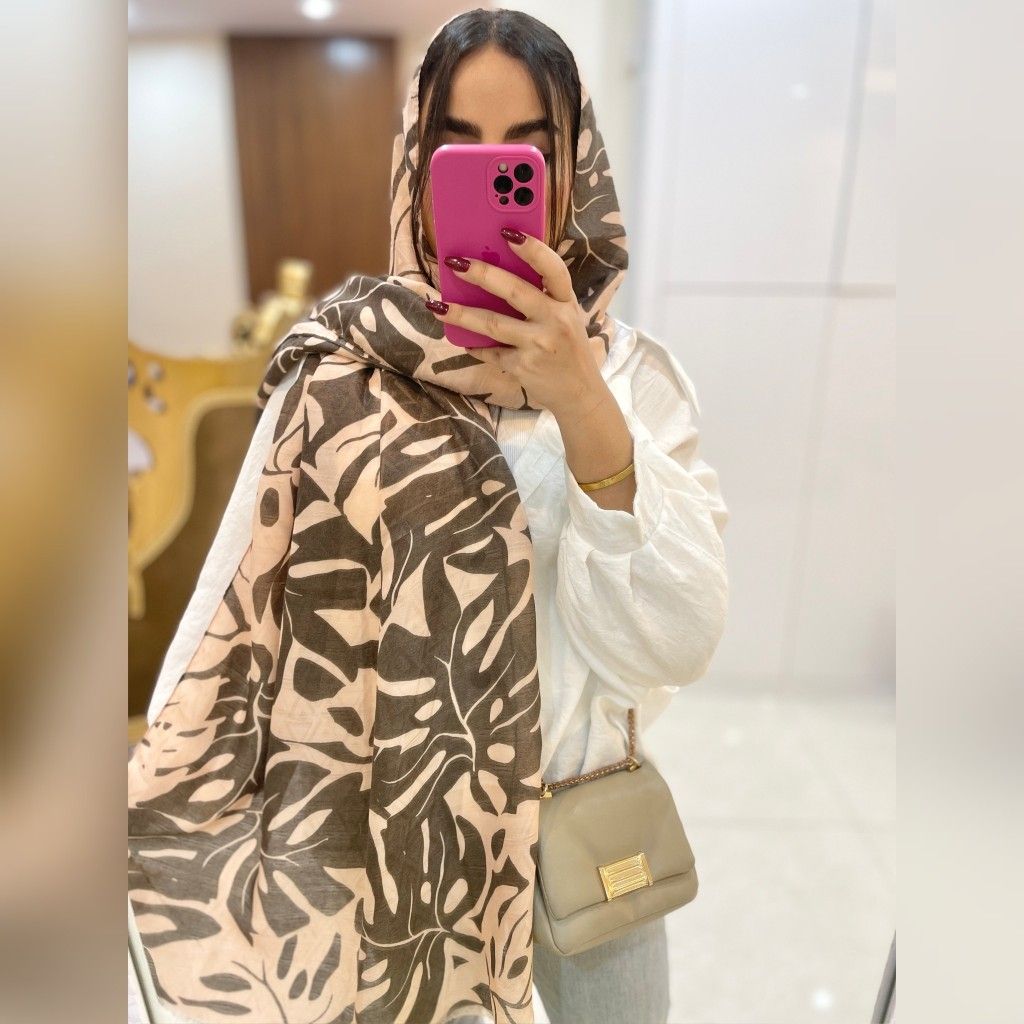 خرید اینترنتی شال نخی تابستانه برگ انجیری