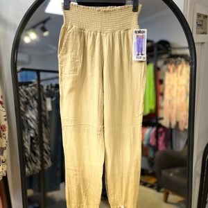 شلوار پفکی نخ پنبه / کمر کش / کرم