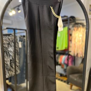 شلوار کرپ مشکی/ کمردار / طرح زنجیر رولکس