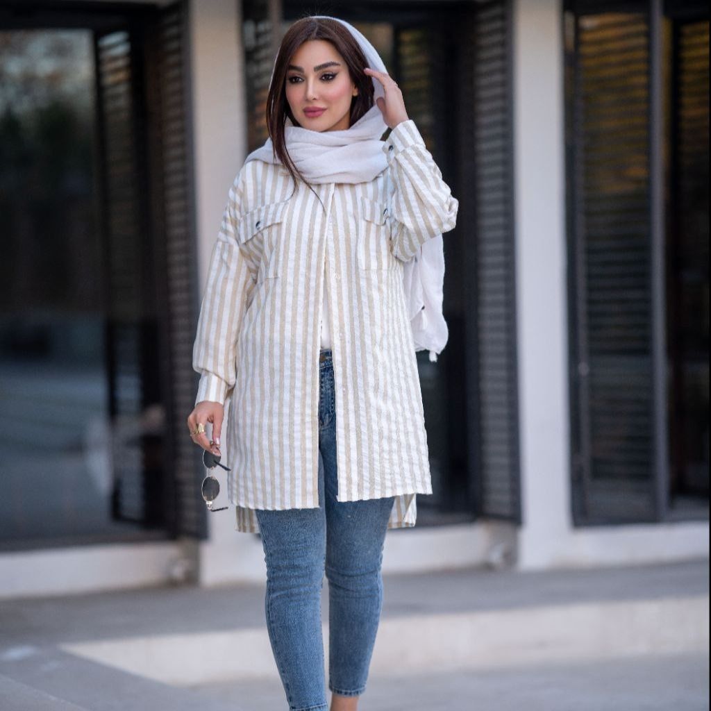 قیمت ارزان شومیز مانتویی کراش راه راه