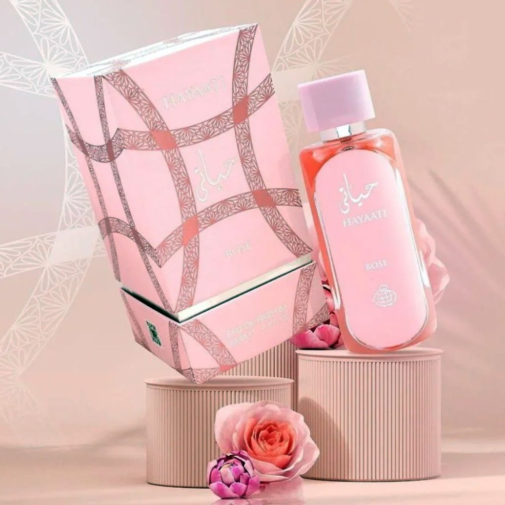 خرید آنلاین عطر ادکلن زنانه حیاتی رز صورتی فراگرنس ورد Hayaati Rose - کیفیت عالی - اورجینال - جعبه شیک و هارد باکس