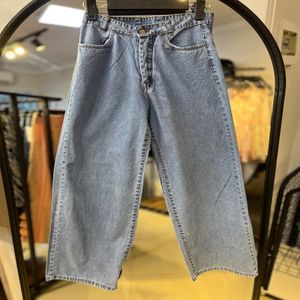 شلوار جین کاغذی راسته گشاد / آبی پر رنگ