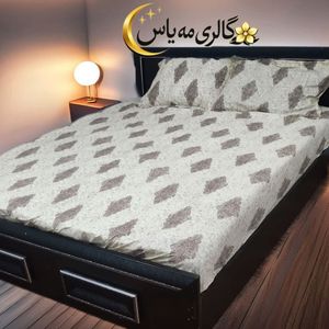 روتختی نیم ست ،ملحفه کشدار 3تیکه طرح کرمی گل لوزی