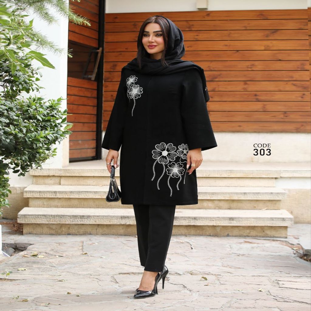 خرید اینترنتی مانتو مجلسی شانتون گلدوزی شده