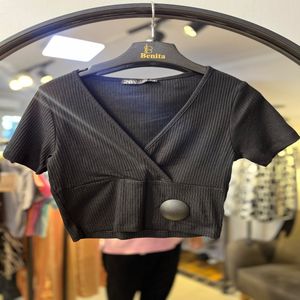 تاپ / کراپ / یقه هفت چپ و راستی / آستین کوتاه