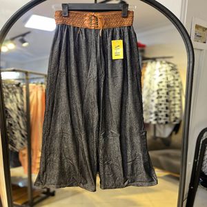 شلوار کمر کش کنفی / کمربند دار