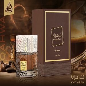 فروش اینترنتی عطر ادکلن مردانه لطافه خمره قهوا (Lattafa Khamrah Qahwa)  - ماندگاری و پخش بو عالی - بوی قهوه ناب عربی - جعبه هارد باکس - هولوگرام اورجینال