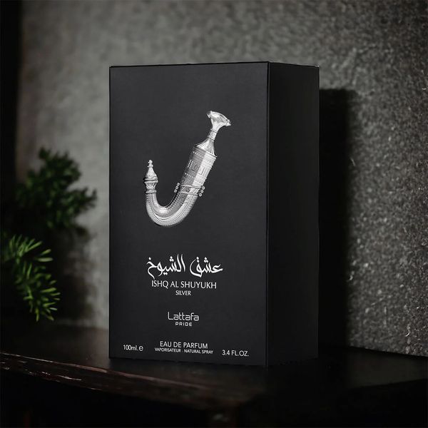عطر ادکلن مردانه لطافه پراید عشق الشیوخ نقره ایی - جعبه هارد باکس لاکچری -ماندگاری و پخش بو عالی  - اورجینال