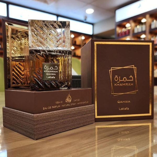 عطر ادکلن مردانه لطافه خمره قهوا (Lattafa Khamrah Qahwa)  - بوی قهوه ناب عربی -ماندگاری و پخش بو عالی - جعبه هارد باکس - هولوگرام اورجینال