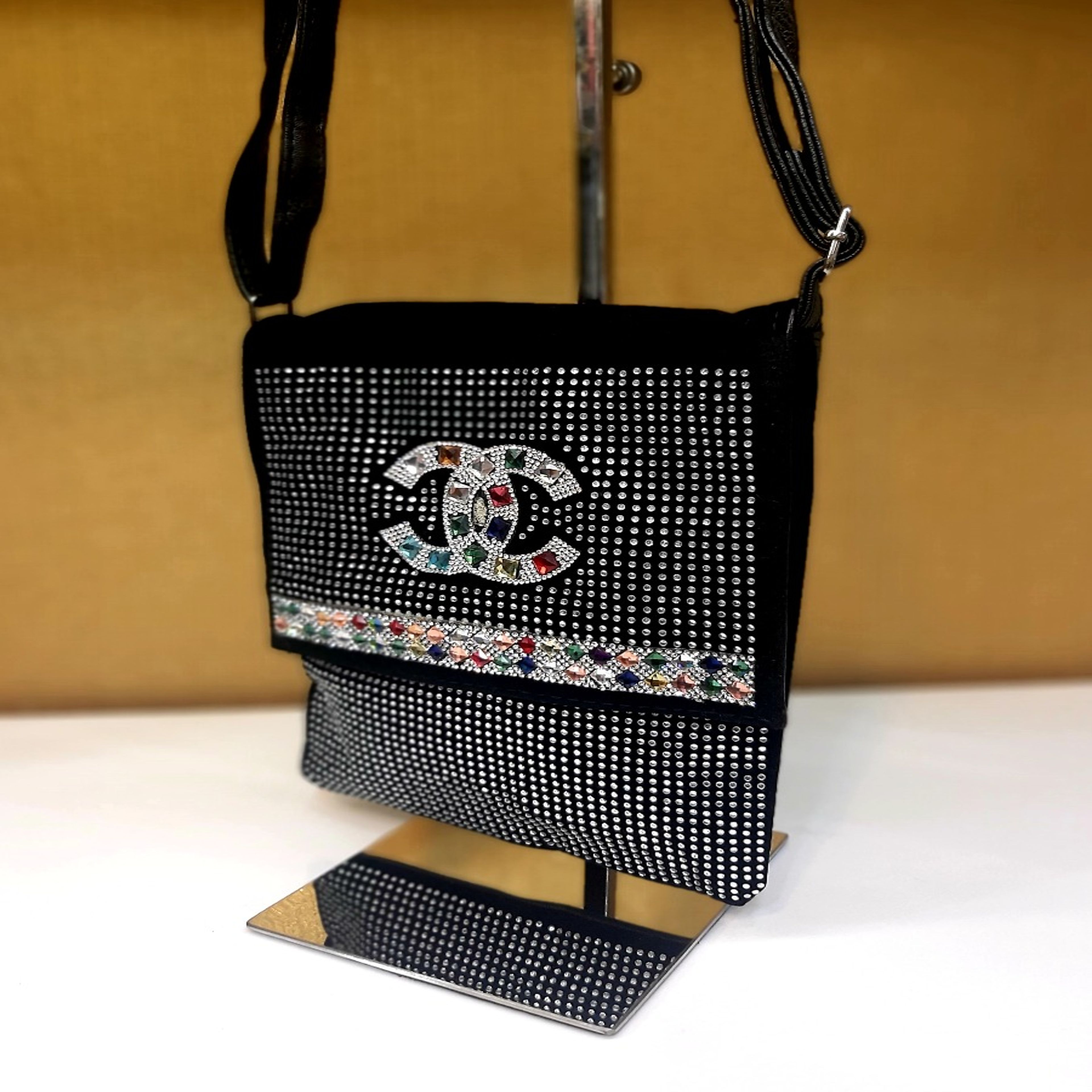 خرید آنلاین کیف دوشی نگین کاری طرح Chanel