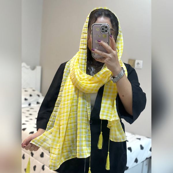 شال حریر کرپ چهارخونه