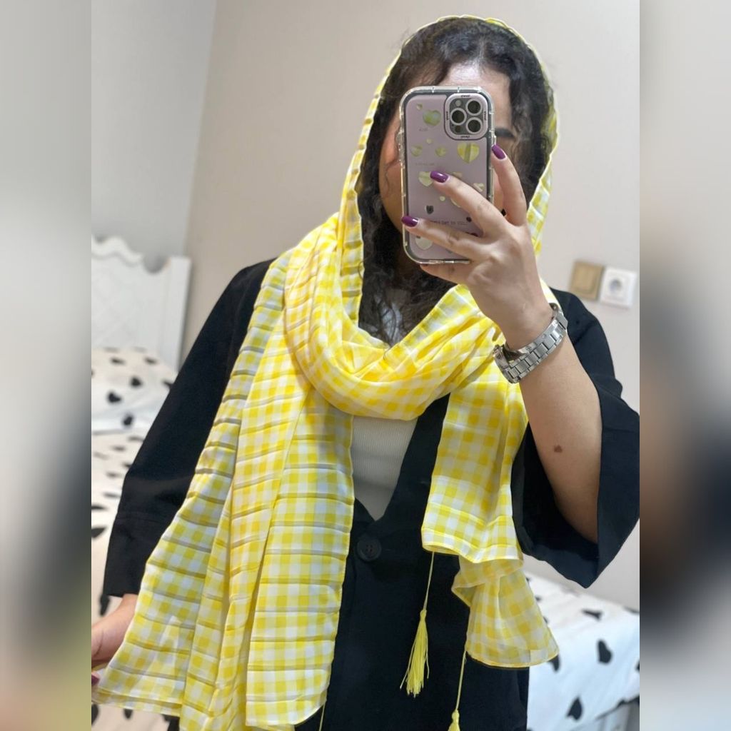 خرید آنلاین شال حریر کرپ چهارخونه