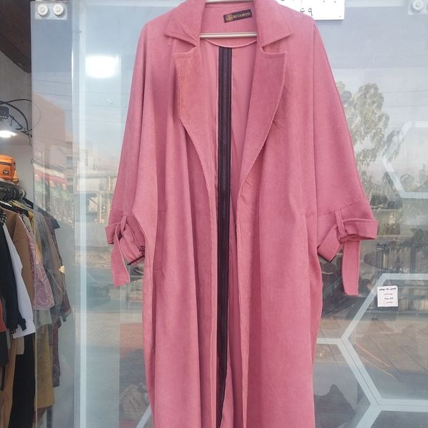 مانتو پانچ پشت زیپ مخمل کبریتی