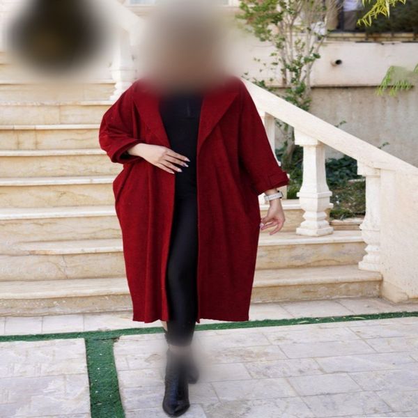 مانتو پانچ پشت زیپ مخمل کبریتی