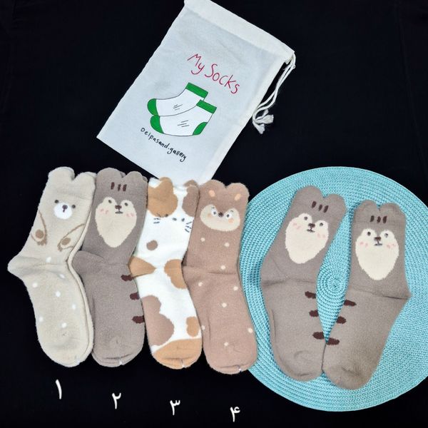 جوراب ساقدار زنانه طرح گربه پشمی کوکوهانا