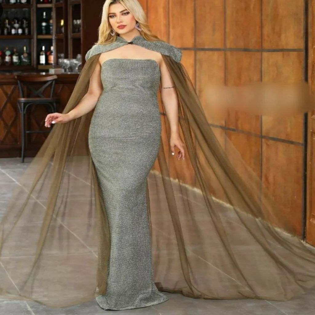 خرید آنلاین پیراهن مجلسی زنانه طرح شنل دار