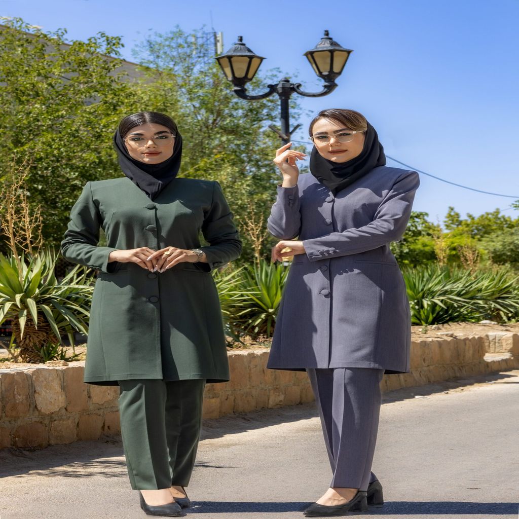 خرید اینترنتی قیمت مانتو شلوار اداری باران دخت افرا کد 4070