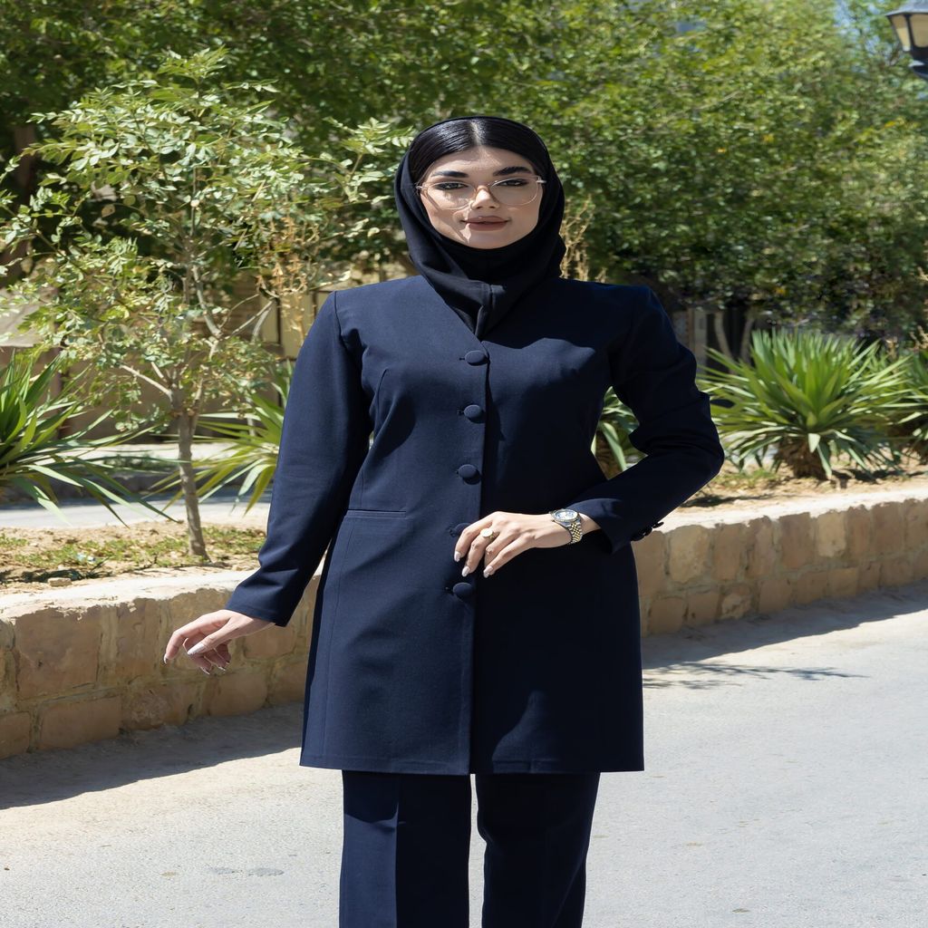 خرید اینترنتی قیمت مانتو شلوار اداری باران دخت افرا کد 4070