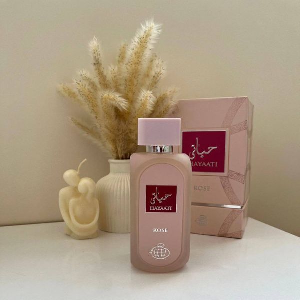 عطر ادکلن زنانه حیاتی رز صورتی فراگرنس ورد Hayaati Rose - جعبه شیک و هارد باکس - کیفیت عالی
