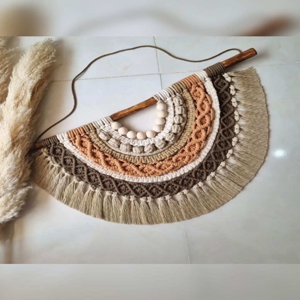 خرید اینترنتی دیوار کوب مکرومه مدل نیم دایره