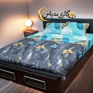 نیم ست یک نفره ملحفه کشدار 3تیمه طرح پر و پروانه آبی