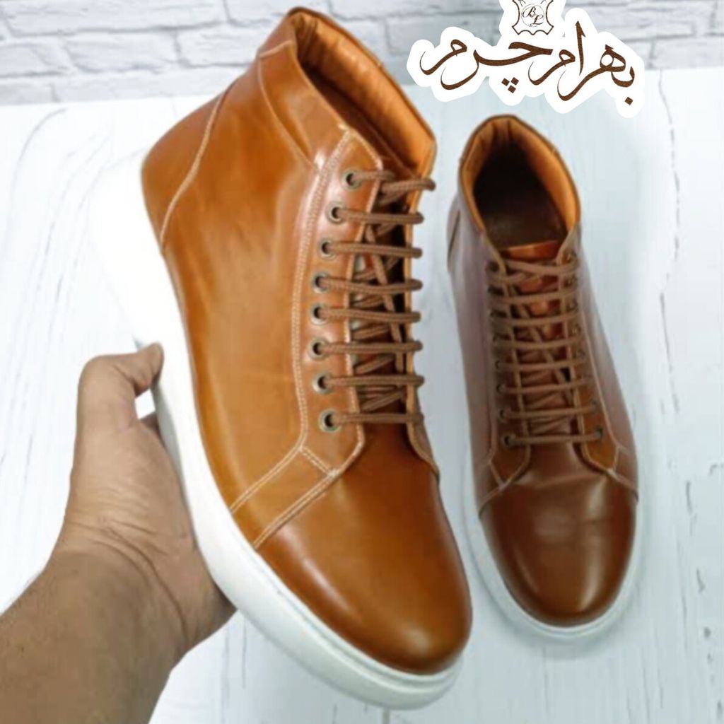 فروش اینترنتی نیم بوت مردانه ونس  شیک چرم طبیعی دست دوز ادوین عسلی 