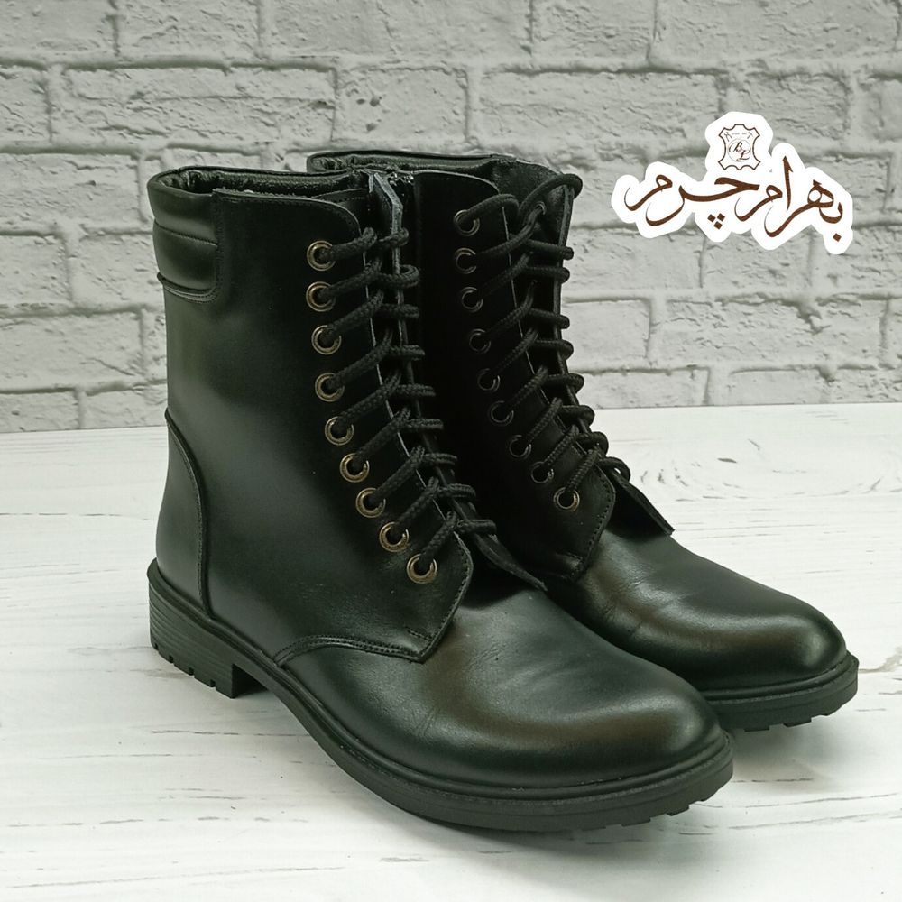 خرید اینترنتی نیم بوت زنانه اسپرت چرم طبیعی مدل مونیکا مشکی 