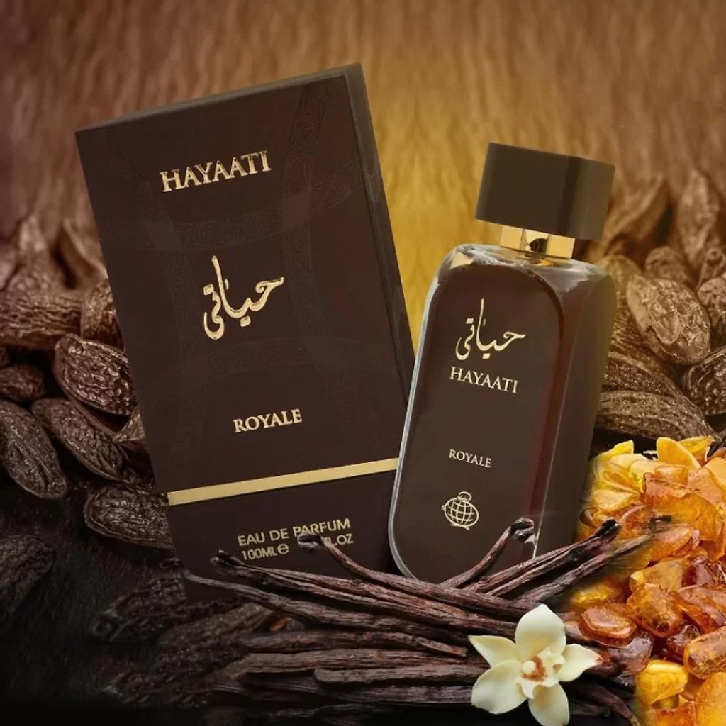 خرید آنلاین عطر ادکلن جدید زنانه فراگرنس ورد حیاتی رویال (Fragrance World Hayaati Royale) - ماندگاری و پخش بو عالی - تعداد محدود