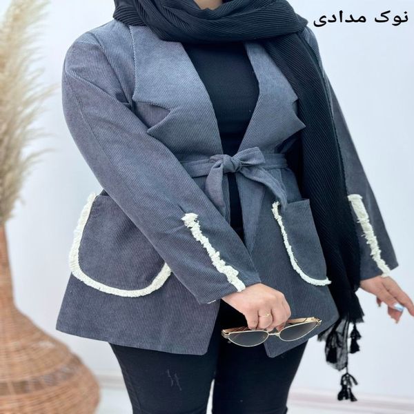 مانتو کتی مخمل یقه دار