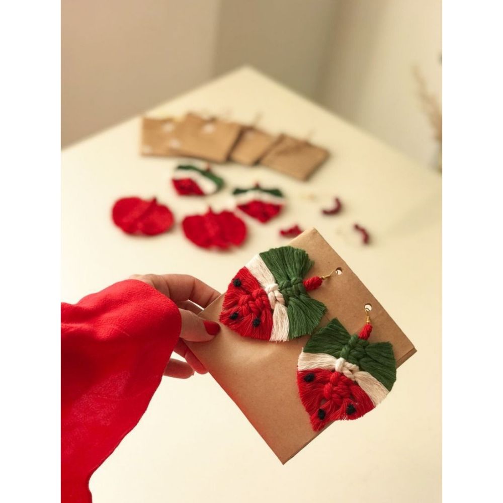 فروش اینترنتی گوشواره مکرومه برگ مدل یلدا