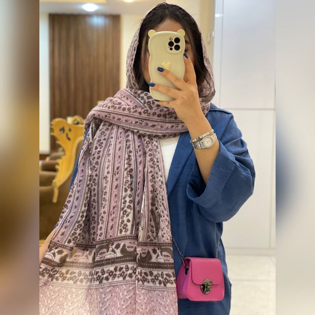خرید اینترنتی شال نخی پارچه وارداتی سرتاسر منگوله دار