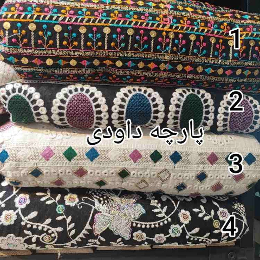 خرید اینترنتی پارچه لنین سوزندوزی هندی اصل کد ۷