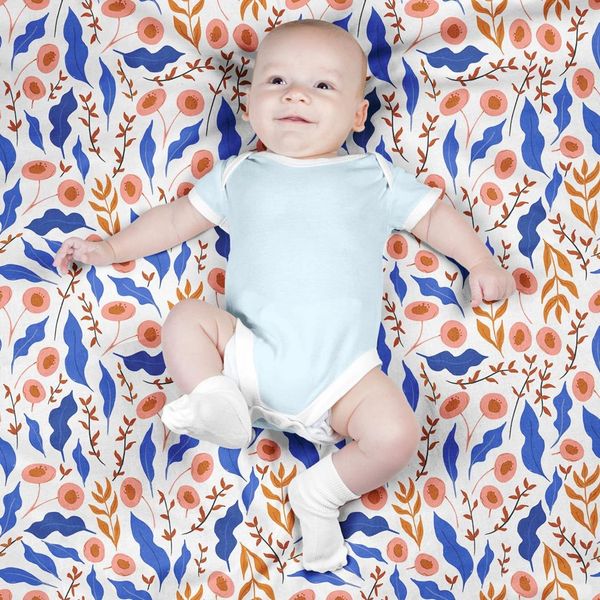 مخمل روتختی طرح گل و برگ کد 5012331