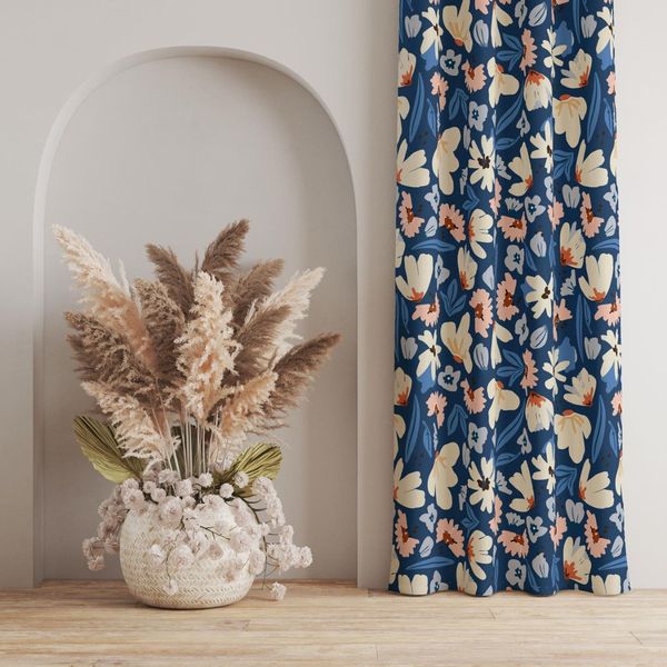 پارچه مخمل روبالشی طرح گل و برگ کد 5012338