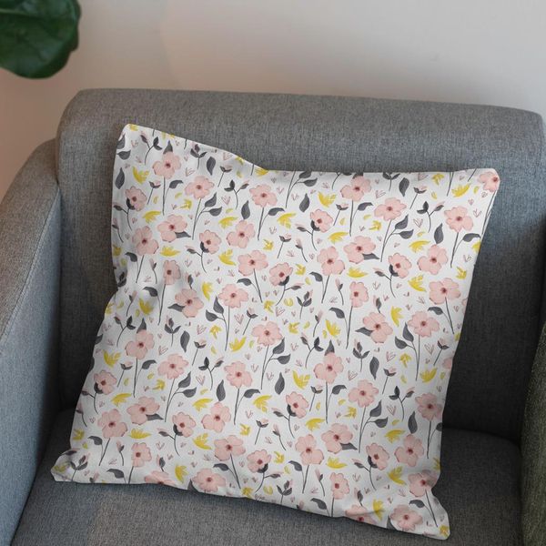 پارچه مخمل روبالشی طرح گل و برگ کد 5012346