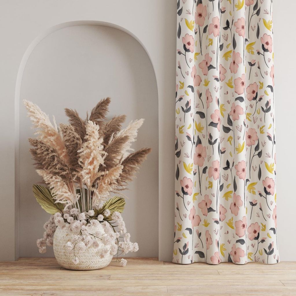 فروش اینترنتی پارچه مخمل روبالشی پارچه باما طرح گل و برگ کد 5012346