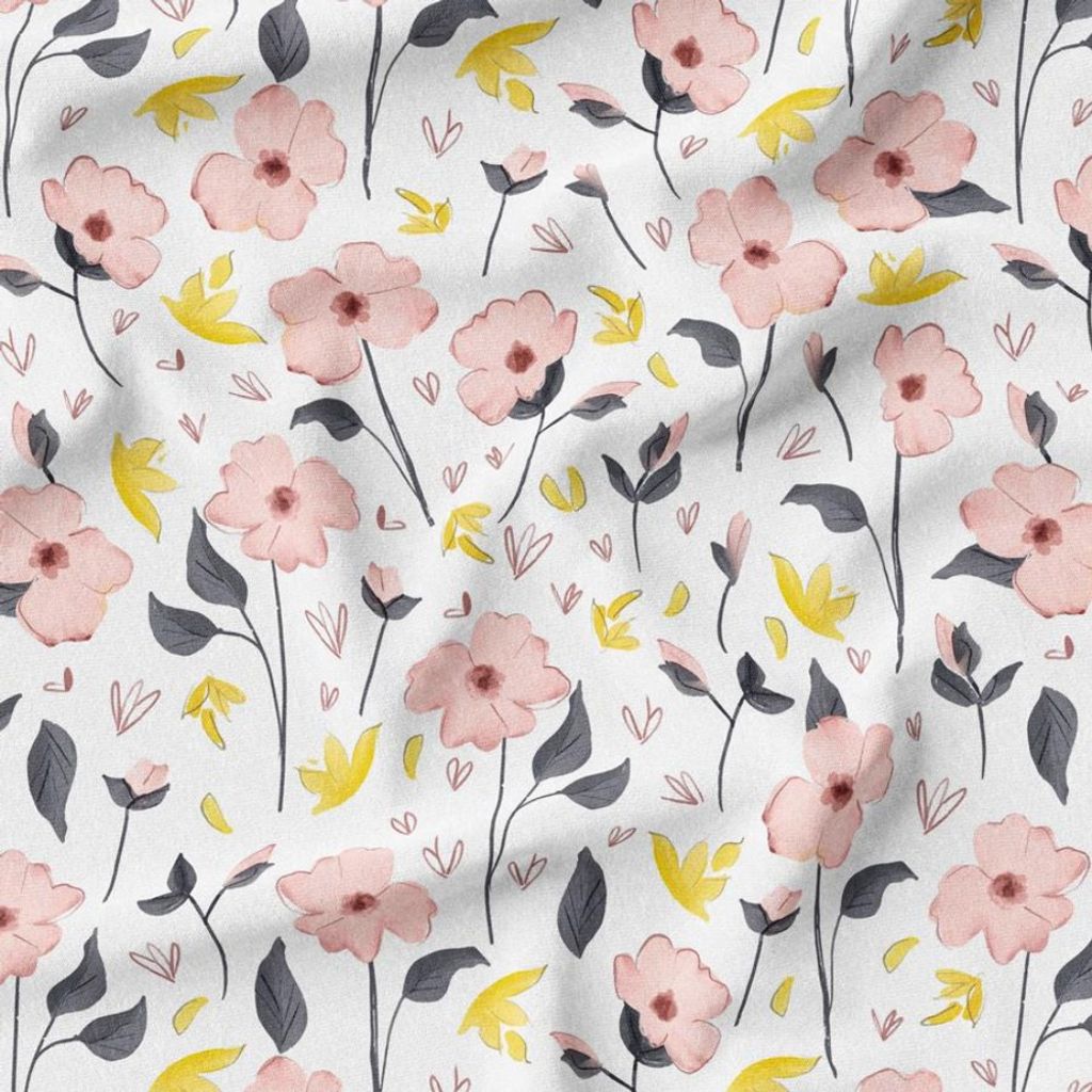 خرید آنلاین پارچه مخمل روبالشی پارچه باما طرح گل و برگ کد 5012346