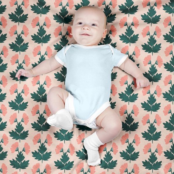 پارچه مخمل پورشه طرح گل و برگ کد 5012361