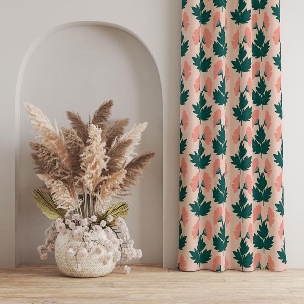 پارچه مخمل پورشه طرح گل و برگ کد 5012361