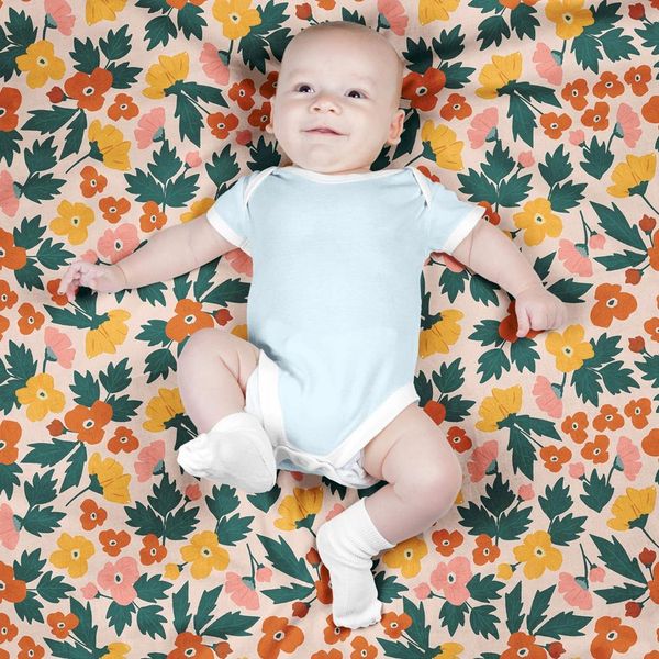 پارچه مخمل روبالشی طرح گل و برگ کد 5012362